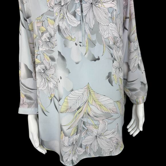 Jaclyn Smith Collection Women's XL Balloon Sleeve Lightweight Blouse Zip-Front - Picture 3 of 14